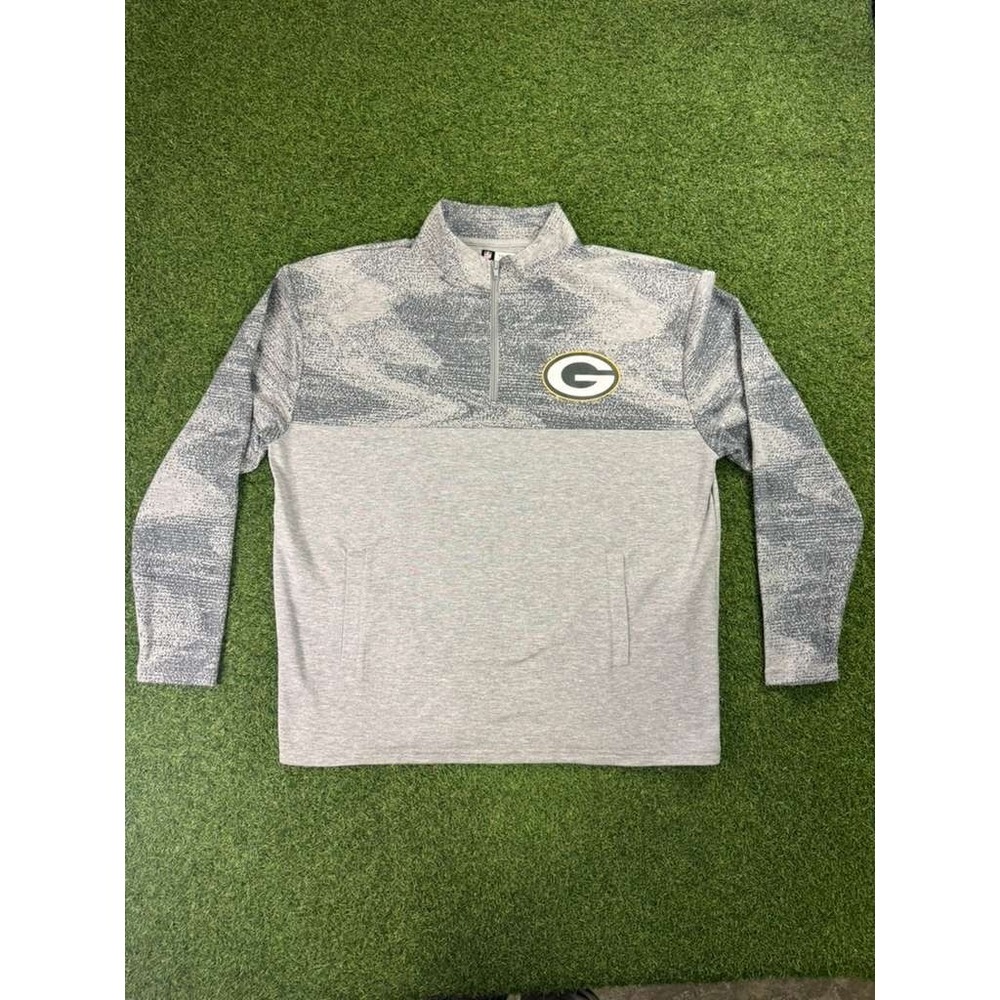 Team‎ Apparel NFL Green Bay Packers Football Jacket Mens XL Gray Quarter Zip